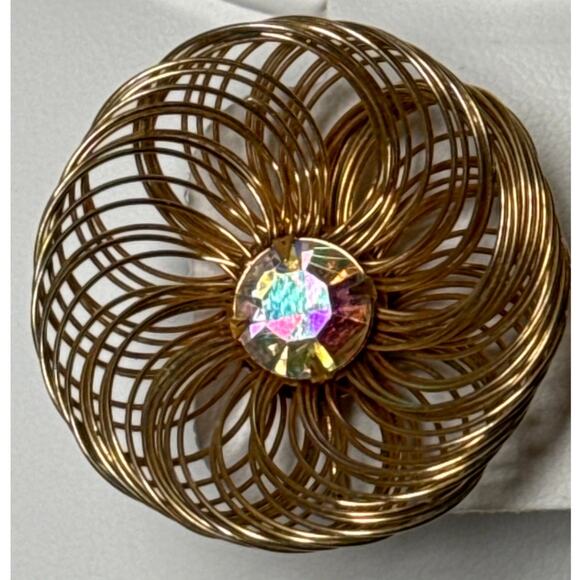 Vintage Stamped SAC Earrings Clip On wire with gemstone in the middle - Picture 4 of 15